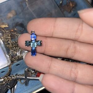 Blue and Silver Cross Pendant